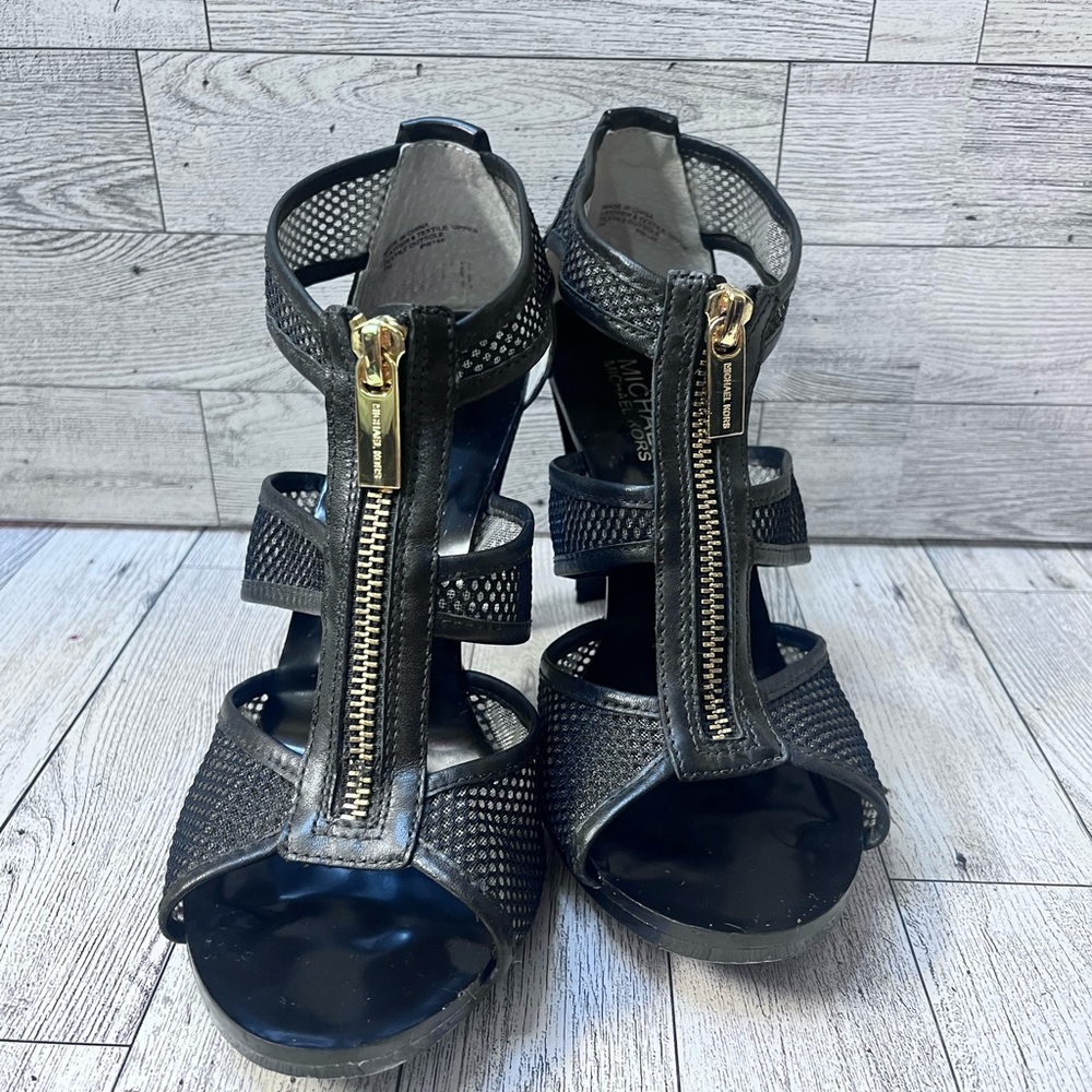 Michael Kors Black Heels with Gold Zipper